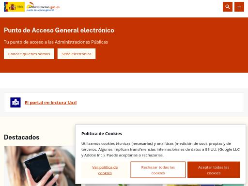 Screenshot of administracion.gob.es – Swiss SEO check by SEO Switzerland, score 83/100