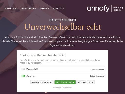Screenshot of annafy.de – Swiss SEO check by SEO Switzerland, score 81/100