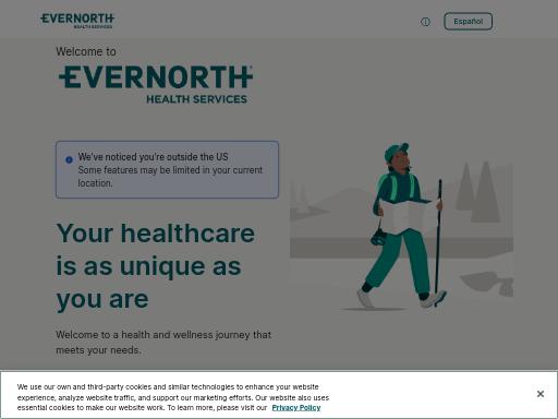 Screenshot of app.evernorth.com – Swiss SEO check by SEO Switzerland, score 74/100