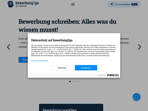 Screenshot of bewerbung2go.de – Swiss SEO check by SEO Switzerland, score 88/100