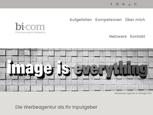 Screenshot of bi-com.ch – Swiss SEO check by SEO Switzerland, score 87/100
