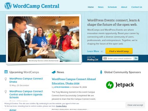 Screenshot of central.wordcamp.org – Swiss SEO check by SEO Switzerland, score 87/100