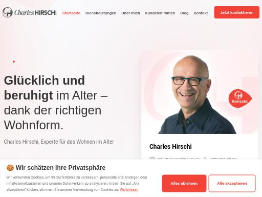 Screenshot of charleshirschi.ch – Swiss SEO check by SEO Switzerland, score 91/100