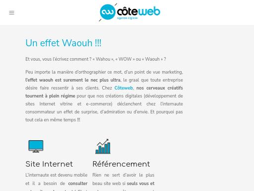 Screenshot of coteweb.fr – Swiss SEO check by SEO Switzerland, score 83/100
