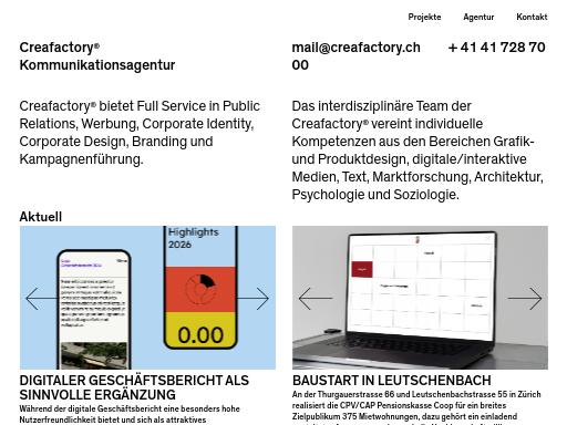 Swiss SEO check of creafactory.ch – score 84/100 · SEO Switzerland free SEO analyzer