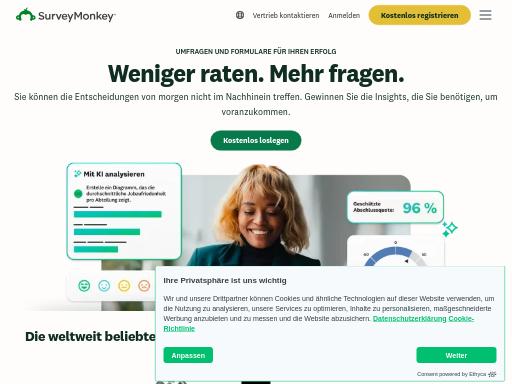 Swiss SEO check of de.surveymonkey.com – score 97/100 · SEO Switzerland free SEO analyzer