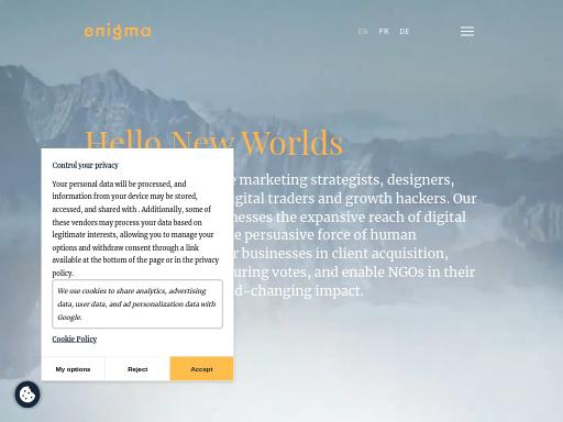 Screenshot of enigma.swiss – Swiss SEO check by SEO Switzerland, score 92/100