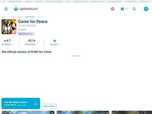 Screenshot of game-for-peace.en.uptodown.com – Swiss SEO check by SEO Switzerland, score 95/100