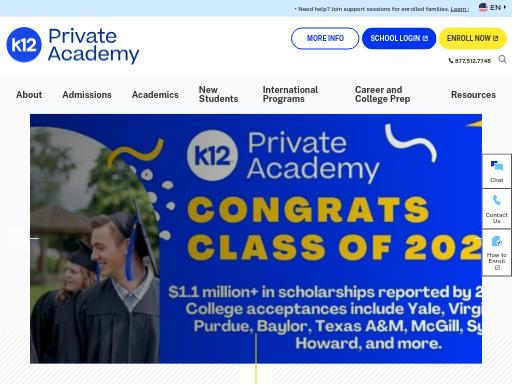 Screenshot of k12privateacademy.com – Swiss SEO check by SEO Switzerland, score 92/100