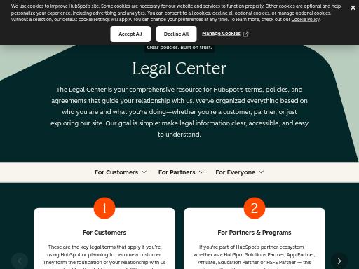 Screenshot of legal.hubspot.com – Swiss SEO check by SEO Switzerland, score 88/100