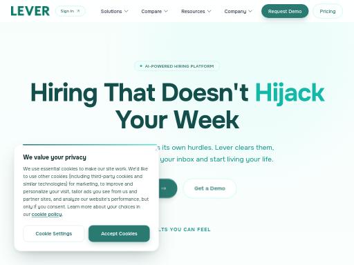 Screenshot of lever.co – Swiss SEO check by SEO Switzerland, score 97/100