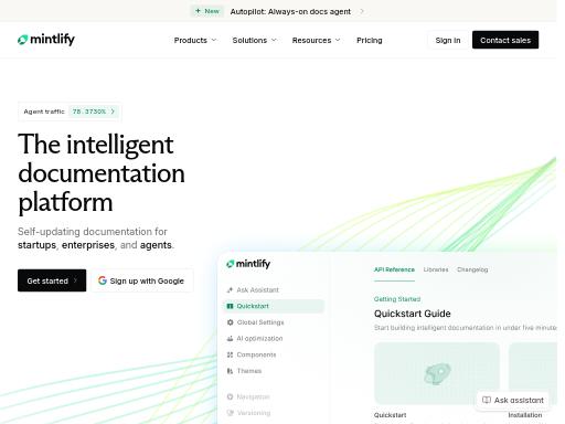 Screenshot of mintlify.com – Swiss SEO check by SEO Switzerland, score 93/100