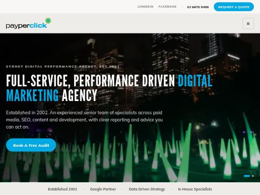 Screenshot of payperclick.net.au – Swiss SEO check by SEO Switzerland, score 95/100