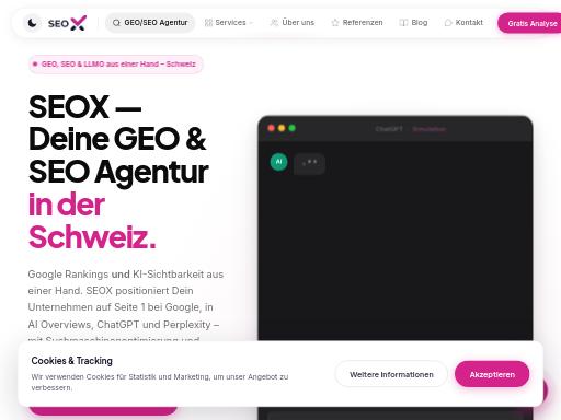 SEO check of seox.ch – score 96/100 · SEO Switzerland free SEO analyzer