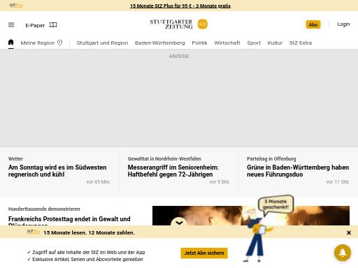 Screenshot of stuttgarter-zeitung.de – Swiss SEO check by SEO Switzerland, score 80/100