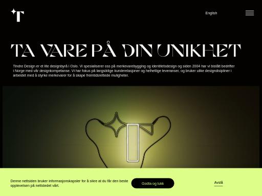 Screenshot of tindredesign.no – Swiss SEO check by SEO Switzerland, score 86/100