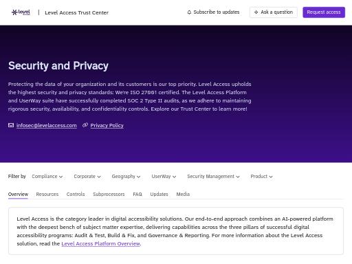 Screenshot of trust.levelaccess.com – Swiss SEO check by SEO Switzerland, score 81/100