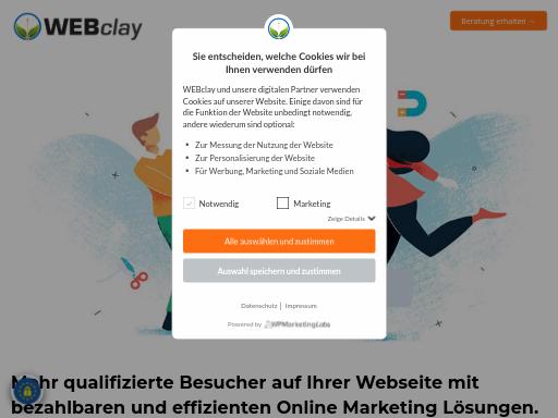 Screenshot of webclay.ch – Swiss SEO check by SEO Switzerland, score 95/100
