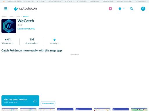 Screenshot of wecatch.en.uptodown.com – Swiss SEO check by SEO Switzerland, score 95/100