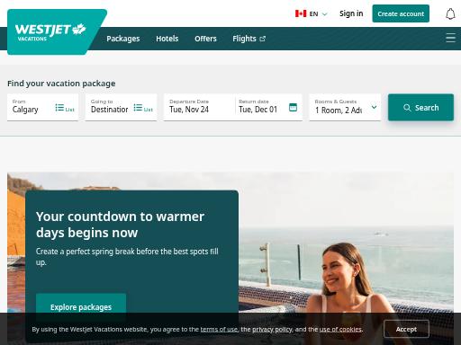 Swiss SEO check of westjetvacations.com – score 83/100 · SEO Switzerland free SEO analyzer