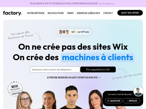 Screenshot of wixfactory.com – Swiss SEO check by SEO Switzerland, score 92/100