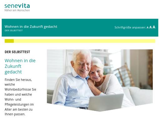 Screenshot of wohnform-selbsttest.senevita.ch – Swiss SEO check by SEO Switzerland, score 80/100